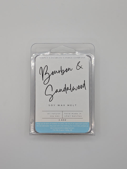 Bourbon and Sandalwood 2.6oz wax melt