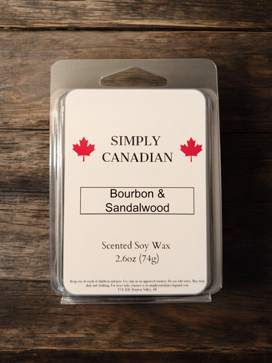 Bourbon and Sandalwood 2.6oz wax melt